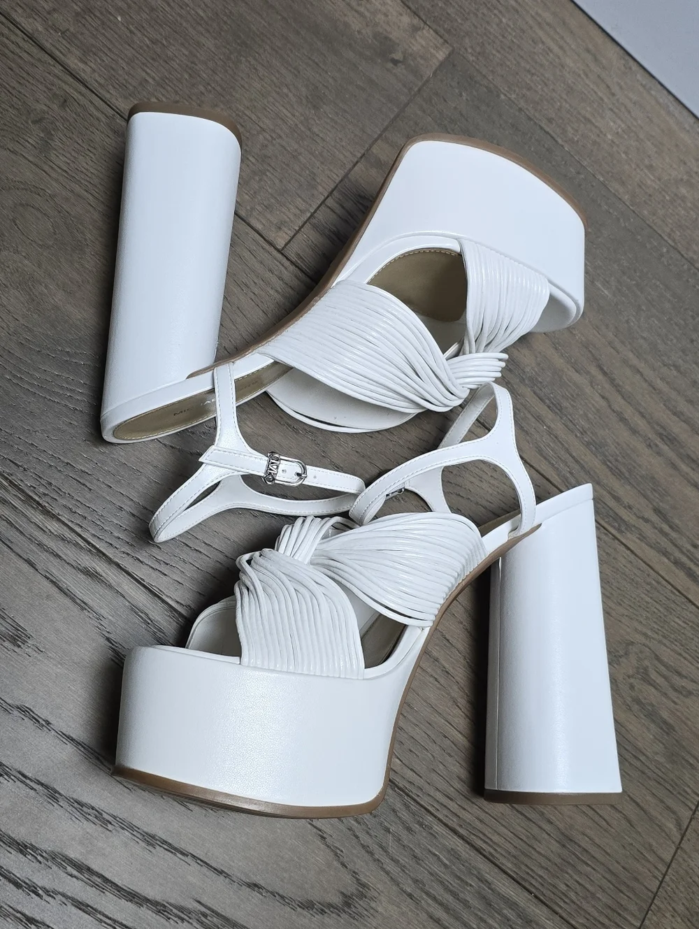 Michael Kors Alessia Strappy Platform Block Heel in White
